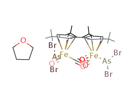 bis-(dibromoarsenido)tetracarbonyl(1,1',3,3'-tetra-tert-butyl-5,5'-pentafulvalene)diiron * THF