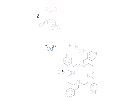 sesqui(1,4,8,11-tetra(4-pyridylmethyl)-1,4,8,11-tetraazacyclotetradecane)tricadmium(II) citrate hexahydrate