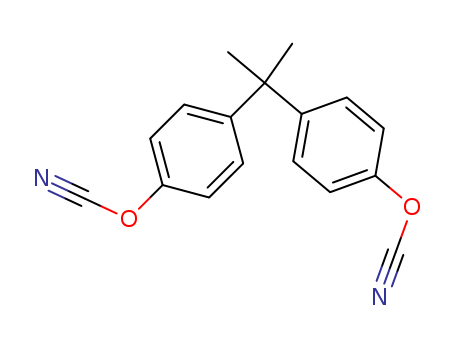 1156-51-0,2,2-Bis-(4-cyanatophenyl)propane,Cyanicacid, (1-methylethylidene)di-4,1-phenylene ester (9CI);Cyanic acid,isopropylidenedi-p-phenylene ester (7CI,8CI);2,2-Bis(p-cyanatophenyl)propane;4,4'-Dicyanatodiphenyldimethylmethane;4,4'-Isopropylidenediphenyl dicyanate;AroCy B 10;AroCy B 40;AroCy B 40S;B10;B 40;B 40S;BADCY;Bandy;CA 210;Dian dicyanate;HF 1;HF 1 (cyanate ester);NSC 646242;Skylex CA 200;Skylex CA 260;
