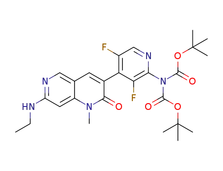 3-(2-(N,N-bis-(t-butoxycarbonyl)amino)-3,5-difluoropyridin-4-yl)-7-(ethylamino)-1-methyl-1,6-naphthyridin-2(1H)-one