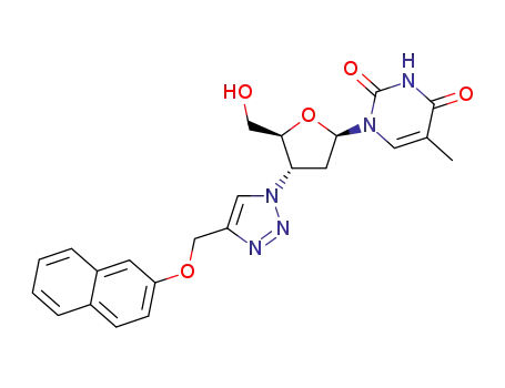 1-((2R,4S,5S)-5-(hydroxymethyl)-4-(4-((naphthalen-2-yloxy)-methyl)-1H-1,2,3-triazol-1-yl)tetrahydrofuran-2-yl)-5-methylpyrimidine-2,4(1H,3H)-dione