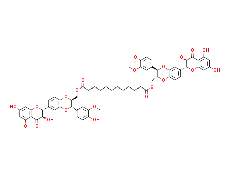 1-(((2R,3R)-3-(4-hydroxy-3-methoxyphenyl)-6-((2R,3R)-3,5,7-trihydroxy-4-oxochroman-2-yl)-2,3-dihydrobenzo[b][1,4]dioxin-2-yl)methyl) 12-(((2S,3S)-3-(4-hydroxy-3-methoxyphenyl)-6-((2R,3R)-3,5,7-trihydroxy-4-oxochroman-2-yl)-2,3-dihydrobenzo[b][1,4]dioxin-2-yl)methyl) dodecanedioate
