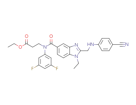 ethyl 3-(2-(((4-cyanophenyl)amino)methyl)-N-(3,5-difluorophenyl)-1-ethyl-1H-benzo[d]imidazole-5-carboxamido)propanoate