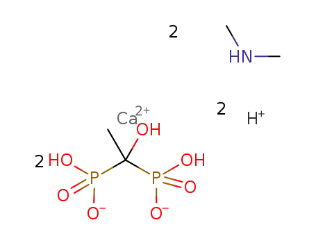 (dimethylammonium)2[Ca(1-hydroxyethylidene-1,1-diphosphonic acid-2H)2]
