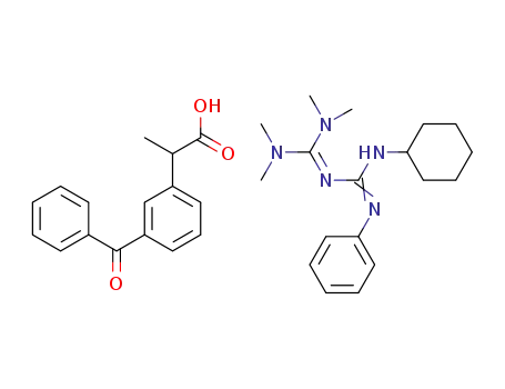 1-cyclohexyl-3-phenyl-4,4,5,5-tetramethylbiguanidine 2-(3-benzoylphenyl)propionate
