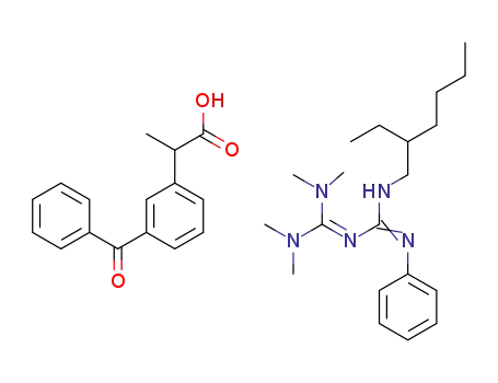 1-(2-ethyl)hexyl-3-phenyl-4,4,5,5-tetramethylbiguanidine 2-(3-benzoylphenyl)propionate