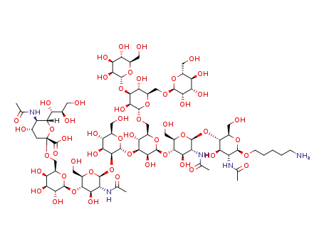 5-aminopentyl 5-acetamido-3,5-dideoxy-D-glycero-α-D-galacto-2-nonulopyranosylonate-(2→6)-β-D-galactopyranosyl-(1→4)-2-acetamido-2-deoxy-β-D-glucopyranosyl-(1→2)-α-D-mannopyranosyl-(1→3)-[di(α-D-mannopyranosyl)-(1→3),(1→6)-α-D-mannopyranosyl]-(1→6)-β-D-mannopyranosyl-(1→4)-2-acetamido-2-deoxy-β-D-glucopyranosyl-(1→4)-2-acetamido-2-deoxy-β-D-glucopyranoside