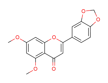 Molecular Structure of 89029-12-9 (4H-1-Benzopyran-4-one, 2-(1,3-benzodioxol-5-yl)-5,7-dimethoxy-)