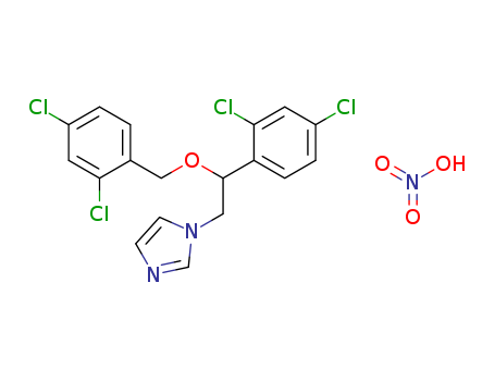 22832-87-7,Miconazole nitrate,1-[2-(2,4-dichlorophenyl)-2-[(2,4-dichlorophenyl)methoxy]ethyl]imidazole; nitric acid;Conofite;[2,4-Dichloro-.beta.-(2, 4-dichlorobenzyloxy)phenethyl]imidazole nitrate;1H-Imidazole,1-[2-(2,4-dichlorophenyl)-2- [(2,4-dichlorophenyl)methoxy]ethyl]-,mononitrate;Gyno-Monistat;Micatin;Imidazole, 1-[2,4-dichloro-.beta.-[ (2, 4-dichlorobenzyl)oxy]phenethyl]-, mononitrate;Florid;1H-Imidazole, 1-[2- (2,4-dichlorophenyl)-2-[(2, 4-dichlorophenyl)methoxy]ethyl]-, mononitrate;Daktarin;Aflorix;Miconazol Nitrate;