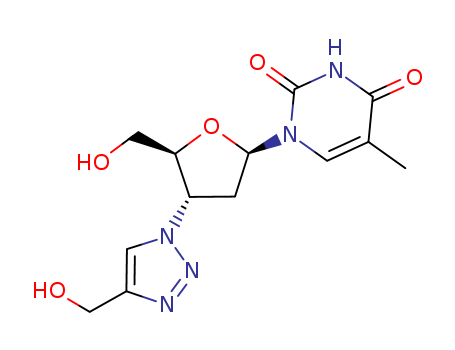 Molecular Structure of 127479-69-0 (Thymidine, 3'-deoxy-3'-[4-(hydroxymethyl)-1H-1,2,3-triazol-1-yl]-)