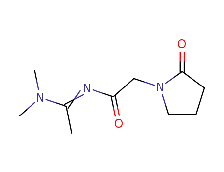 Molecular Structure of 92884-67-8 (N-(1-(Dimethylamino)ethylidene)-2-oxo-1-pyrrolidineacetamide)