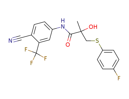 Molecular Structure of 90356-78-8 (N-[4-Cyano-3-(trifluoromethyl)phenyl]-3-[(4-fluorophenyl)thio]-2-hydroxy-2-methylpropionamide)
