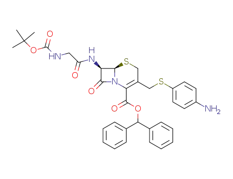 (6R,7R)-3-(4-Amino-phenylsulfanylmethyl)-7-(2-tert-butoxycarbonylamino-acetylamino)-8-oxo-5-thia-1-aza-bicyclo[4.2.0]oct-2-ene-2-carboxylic acid benzhydryl ester