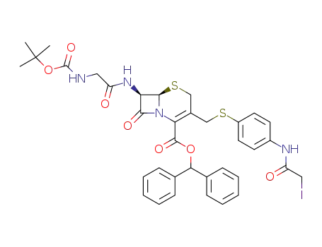 (6R,7R)-7-(2-tert-Butoxycarbonylamino-acetylamino)-3-[4-(2-iodo-acetylamino)-phenylsulfanylmethyl]-8-oxo-5-thia-1-aza-bicyclo[4.2.0]oct-2-ene-2-carboxylic acid benzhydryl ester