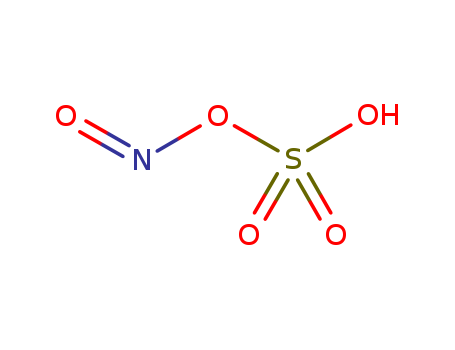 7782-78-7,Nitrosylsulfuric acid,Nitrosylsulfate ((NO)H(SO4)) (8CI);Nitrosyl sulfate (7CI);Sulfuric acid,monoanhydride with nitrous acid (9CI);Nitrosonium bisulfate;Nitrosoniumhydrogen sulfate;Nitrosyl bisulfate;Nitrosyl hydrogensulfate;Nitrosylsulfuric acid (NOHSO4);