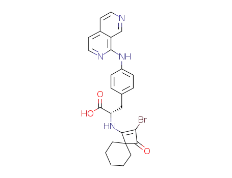 Molecular Structure of 455264-31-0 (N-(2-Bromo-3-oxospiro[3.5]non-1-en-1-yl)-4-(2,7-naphthyridin-1-ylamino)-L-phenylalanine)