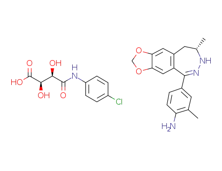 (S)-(-)-5-(4-amino-3-methylphenyl)-8-methyl-8,9-dihydro-7H-1,3-dioxolo[4,5-h][2,3]benzodiazepine salt with L-tartaric acid semi-4-chloroanilide
