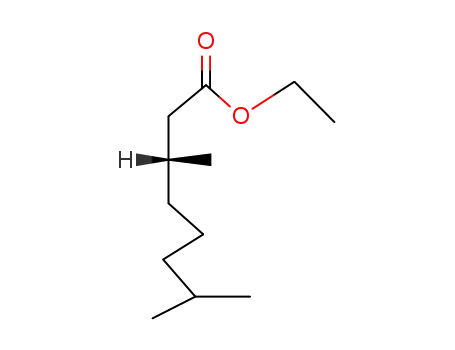 Molecular Structure of 59983-82-3 (Octanoic acid, 3,7-dimethyl-, ethyl ester, (R)-)