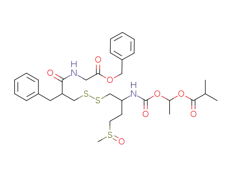 isobutyric acid 1-{1-[2-(benzyloxycarbonylmethylcarbamoyl)-3-phenylpropyldisulfanylmethyl]-3-methanesulfinylpropylcarbamoyloxy}ethyl ester
