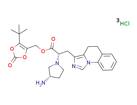 (5-tert-butyl-2-oxo-1,3-dioxol-4-yl)methyl (2S)-2-[(3S)-3-aminopyrrolidin-1-yl]-3-(4,5-dihydroimidazo[1,5-a]quinolin-3-yl)propanoate trihydrochloride