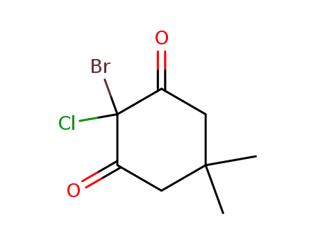 Molecular Structure of 7298-87-5 (1,3-Cyclohexanedione, 2-bromo-2-chloro-5,5-dimethyl-)