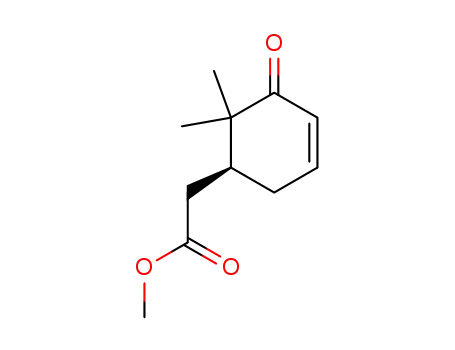 Molecular Structure of 70591-46-7 (3-Cyclohexene-1-acetic acid, 6,6-dimethyl-5-oxo-, methyl ester, (S)-)