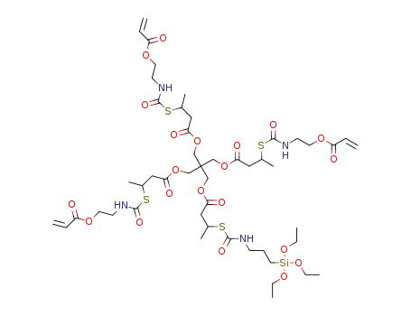 2-(12,12-diethoxy-5-methyl-3,7-dioxo-2,13-dioxa-6-thia-8-aza-12-silapentadecyl)-2-(5-methyl-3,7,12-trioxo-2,11-dioxa-6-thia-8-azatetradecane-13-en-1-yl)propane-1,3-diyl bis(3-(((2-(acryloyloxy)ethyl)carbamoyl)thio)butanoate)