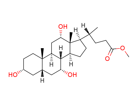 1448-36-8,CHOLIC ACID METHYL ESTER,Cholicacid, methyl ester (6CI,7CI,8CI); Methyl 3a,7a,12a-trihydroxy-5b-cholan-24-oate; Methyl 3a,7a,12a-trihydroxy-5b-cholanoate; Methyl cholate; NSC 126794