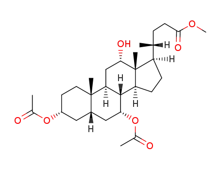 Molecular Structure of 3749-87-9 (Methyl 3-alpha,7-alpha-diacetoxy-12-alpha-hydroxy-5-beta-cholan-24-oate)