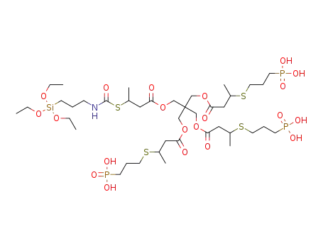 (10-(12,12-diethoxy-5-methyl-3,7-dioxo-2,13-dioxa-6-thia-8-aza-12-silapentadecyl)-5,15-dimethyl-7,13-dioxo-10-(((3-((3-phosphonopropyl)thio)butanoyl)oxy)methyl)-8,12-dioxa-4,16-dithianonadecane-1,19-diyl)bis(phosphonic acid)