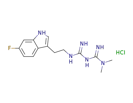 3-(2-(6-fluoro-1H-indol-3-yl)ethyl)-1,1-dimethyimidodicarbonimide diamide hydrochloride