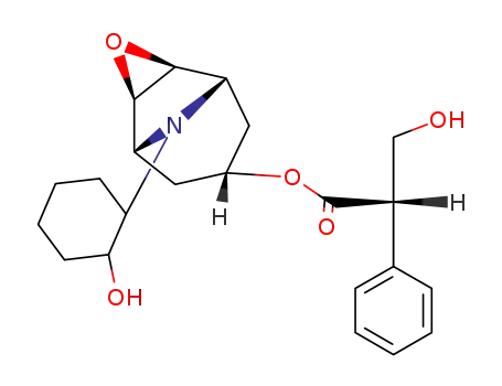 (S)-3-hydroxy-2-phenyl-propionic acid 9-((1Ξ)-ξ-2-hydroxy-cyclohexyl)-(1rN,2tH,4tH,5cN)-3-oxa-9-aza-tricyclo[3.3.1.02,4]non-7t-yl ester