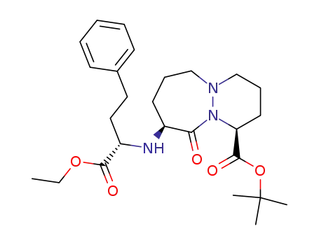 Molecular Structure of 106860-19-9 (6H-Pyridazino[1,2-a][1,2]diazepine-1-carboxylic acid,
9-[[(1S)-1-(ethoxycarbonyl)-3-phenylpropyl]amino]octahydro-10-oxo-,
1,1-dimethylethyl ester, (1S,9S)-)