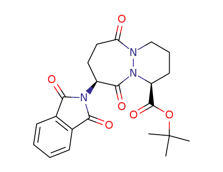Molecular Structure of 106928-72-7 (TERT-BUTYL (1S,9S)-6,10-DIOXO-9-PHTHALIMIDOOCTAHYDROPYRIDAZO[1,2-A][1,2]DIAZEPINE-1-CARBOXYLATE)