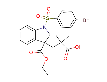 1-(4-bromo-benzenesulfonyl)-3-(2-carboxy-2-methyl-propyl)-2,3-dihydro-1H-indole-3-carboxylic acid ethyl ester