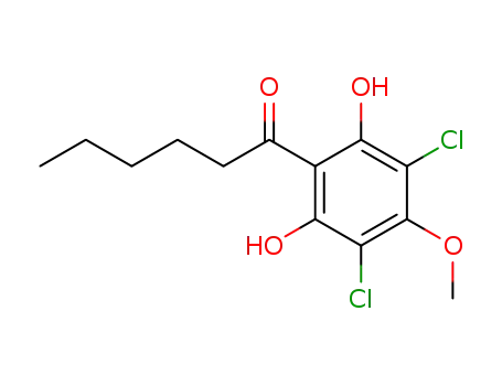Molecular Structure of 111050-72-7 (1-((3,5-dichloro)-2,6-dihydroxy-4-methoxyphenyl)-1-hexanone)