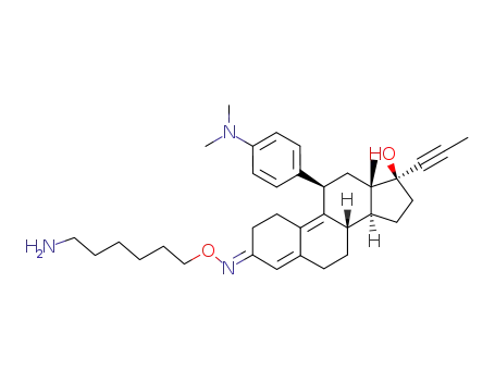 11-(4-dimethylamino-phenyl)-17-hydroxy-13-methyl-17-prop-1-ynyl-1,2,6,7,8,11,12,13,14,15,16,17-dodecahydrocyclopenta[a]phenanthren-3-one anti-O-(6-aminohexyl)oxime