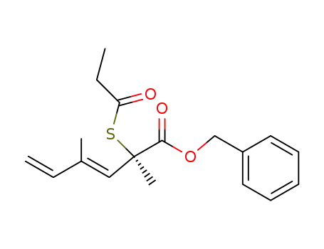 3,5-Hexadienoic acid, 2,4-dimethyl-2-[(1-oxopropyl)thio]-, phenylmethyl
ester, (2R,3E)-