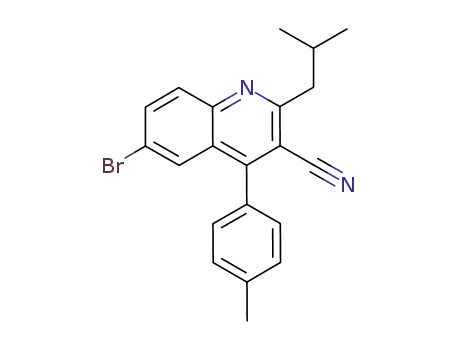 Molecular Structure of 660451-32-1 (3-Quinolinecarbonitrile, 6-bromo-4-(4-methylphenyl)-2-(2-methylpropyl)-)