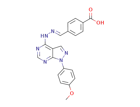 4-((E)-{[1-(4-methoxyphenyl)-1H-pyrazolo[3,4-d]pyrimidin-4-yl]hydrazono}methyl)benzoic acid
