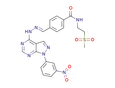 N-[2-(methylsulfonyl)ethyl]-4-((E)-{[1-(3-nitrophenyl)-1H-pyrazolo[3,4-d]pyrimidin-4-yl]hydrazono}methyl)benzamide