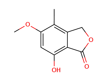 Molecular Structure of 24282-61-9 (1(3H)-Isobenzofuranone, 7-hydroxy-5-methoxy-4-methyl-)
