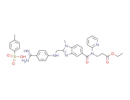 872728-85-3,N-[[2-[[[4-(Aminoiminomethyl)phenyl]amino]methyl]-1-methyl-1H-benzimidazol-5-yl]arbonyl]-N-2-pyridinyl-beta-alanine ethyl ester 4-methylbenzenesulfonate,N-[[2-[[[4-(Aminoiminomethyl)phenyl]amino]methyl;