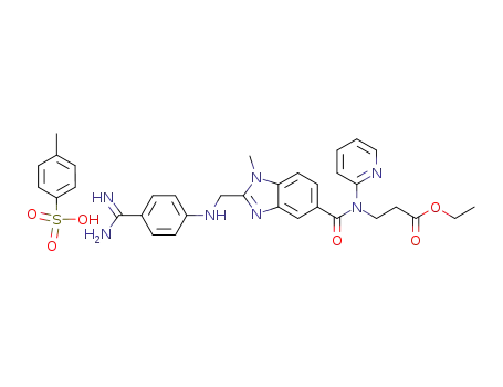 Ethyl 3-(2-(((4-carbamimidoylphenyl)amino)methyl)-1-methyl-N-(pyridin-2-yl)-1H-benzo[d]imidazole-5-carboxamido)propanoate 4-methylbenzenesulfonate