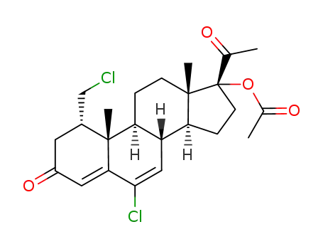 Molecular Structure of 17183-98-1 ((1alpha)-17-(Acetyloxy)-6-chloro-1-(chloromethyl)pregna-4,6-diene-3,20-dione)