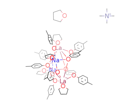 {Me4N}{La2Na2(μ4-4-methylphenoxy)(μ3-4-methylphenoxy)2(μ-4-methylphenoxy)4(4-methylphenoxy)2(THF)5}(THF)