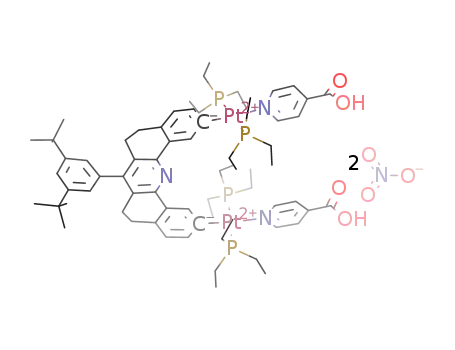 cyclo-bis[(2,12-bis(trans-Pt(PEt3)2)-7-(3,5-di-tert-butylphenyl)-5,6,8,9-tetrahydrodibenzo[c,h]acridine)(isonicotinic acid)2](NO3)4