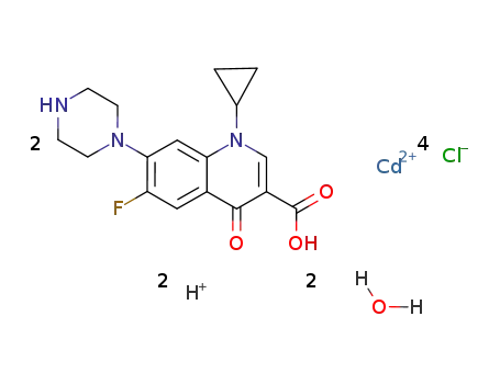 (H-1-cyclopropyl-6-fluoro-4-oxo-7-(1-piperazinyl)-1,4-dihydroquinoline-3-carbohylic acid)2(CdCl4)*2H2O