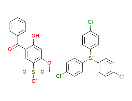 Molecular Structure of 817203-48-8 (Sulfonium, tris(4-chlorophenyl)-, salt with 5-benzoyl-4-hydroxy-2-methoxybenzenesulfonic acid (1:1))
