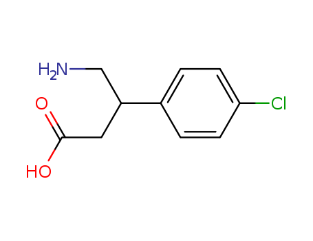 1134-47-0,Baclofen,Hydrocinnamicacid, b-(aminomethyl)-p-chloro- (7CI,8CI);4-Amino-3-(4-chlorophenyl)butanoic acid;4-Amino-3-(4-chlorophenyl)butyricacid;4-Amino-3-(p-chlorophenyl)butyric acid;Ba 34647;Baclon;C34647Ba;CIBA Ba 34647;DL-4-Amino-3-p-chlorophenylbutanoic acid;DL-Baclofen;Lioresal;b-(4-Chlorophenyl)-g-aminobutyric acid;b-(Aminomethyl)-p-chlorohydrocinnamicacid;b-(p-Chlorophenyl)-g-aminobutyric acid;